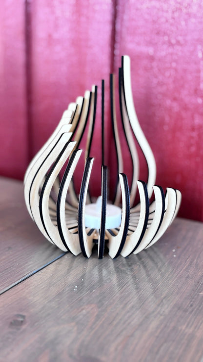 Ljuslykta Glow - Modern Träljuslykta