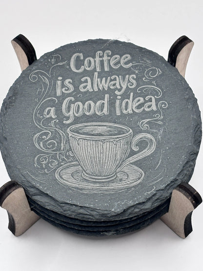 Skifferunderlägg i naturlig skiffer – 4 stycken
